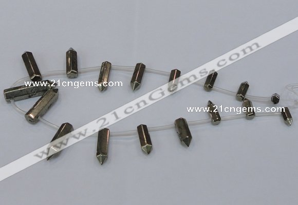 CPY556 Top drilled 6*14mm - 8*35mm sticks pyrite gemstone beads