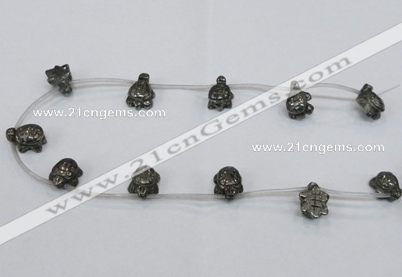 CPY558 Top drilled 13*18mm tortoise pyrite gemstone beads