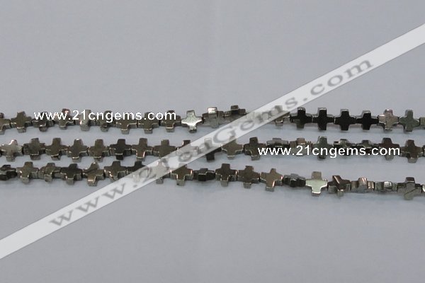 CPY582 15.5 inches 11*11mm cross pyrite gemstone beads wholesale