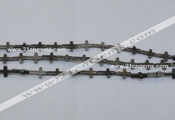 CPY583 15.5 inches 10*15mm cross pyrite gemstone beads wholesale