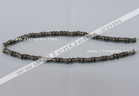 CPY590 15.5 inches 5*8mm - 8*11mm bone & rondelle pyrite beads