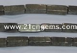 CPY592 15.5 inches 4*12mm cuboid pyrite gemstone beads