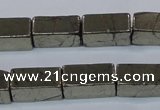 CPY593 15.5 inches 8*16mm cuboid pyrite gemstone beads