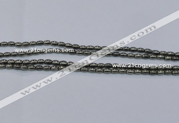 CPY596 15.5 inches 4*6mm rice pyrite gemstone beads wholesale
