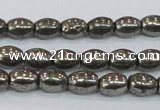 CPY597 15.5 inches 6*8mm rice pyrite gemstone beads wholesale