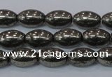 CPY599 15.5 inches 8*12mm rice pyrite gemstone beads wholesale