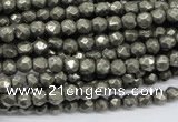 CPY60 15.5 inches 5mm faceted round pyrite gemstone beads wholesale