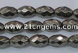 CPY603 15.5 inches 8*12mm faceted rice pyrite gemstone beads