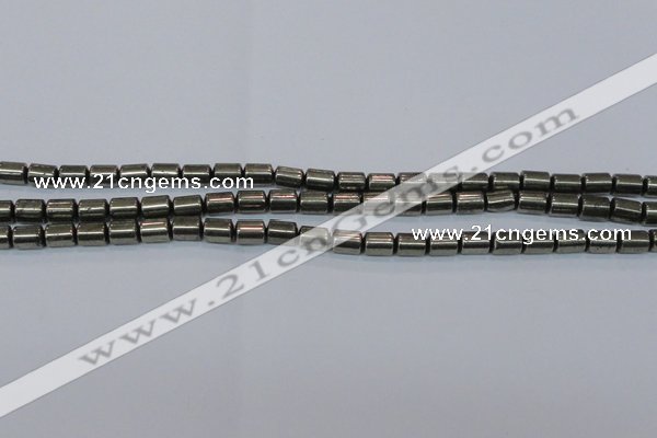 CPY608 15.5 inches 6*9mm tube pyrite gemstone beads