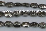 CPY630 15.5 inches 6*8mm faceted oval pyrite gemstone beads