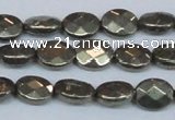 CPY631 15.5 inches 8*10mm faceted oval pyrite gemstone beads