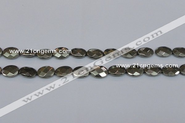 CPY632 15.5 inches 12*16mm faceted oval pyrite gemstone beads