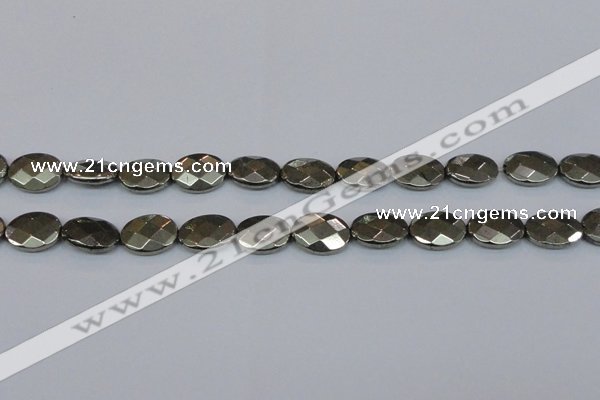 CPY632 15.5 inches 12*16mm faceted oval pyrite gemstone beads