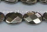 CPY633 15.5 inches 15*20mm faceted oval pyrite gemstone beads