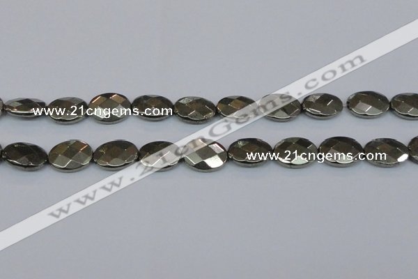 CPY633 15.5 inches 15*20mm faceted oval pyrite gemstone beads