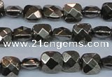 CPY635 15.5 inches 8*8mm faceted square pyrite gemstone beads