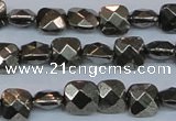 CPY635 15.5 inches 8*8mm faceted square pyrite gemstone beads