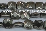 CPY636 15.5 inches 10*10mm faceted square pyrite gemstone beads