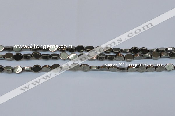 CPY640 15.5 inches 6*8mm oval pyrite gemstone beads wholesale