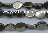 CPY641 15.5 inches 8*10mm oval pyrite gemstone beads wholesale