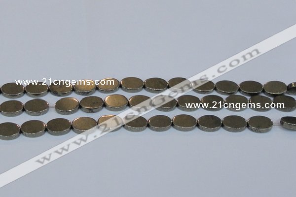 CPY642 15.5 inches 10*14mm oval pyrite gemstone beads wholesale