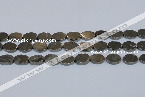 CPY644 15.5 inches 13*18mm oval pyrite gemstone beads wholesale