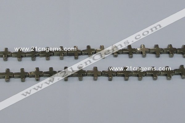CPY663 15.5 inches 11*11mm cross pyrite gemstone beads wholesale