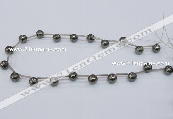 CPY665 Top drilled 10mm round pyrite gemstone beads wholesale