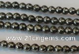 CPY71 15.5 inches 3mm round pyrite gemstone beads wholesale