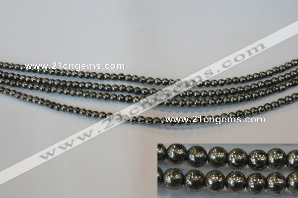 CPY71 15.5 inches 3mm round pyrite gemstone beads wholesale