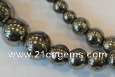 CPY74 15.5 inches 4mm - 18mm round pyrite gemstone beads wholesale