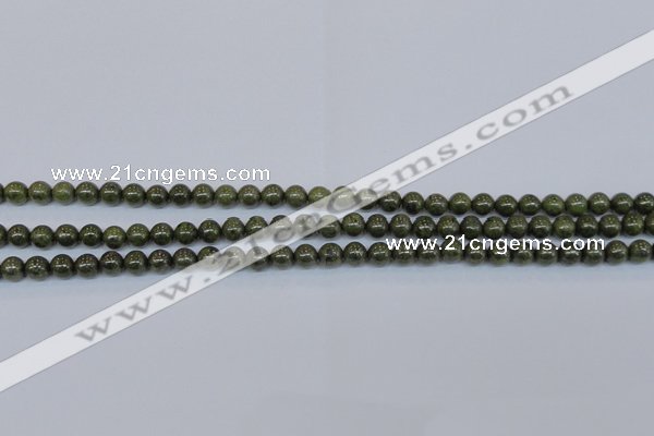 CPY750 15.5 inches 4mm round pyrite gemstone beads wholesale