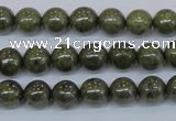 CPY751 15.5 inches 6mm round pyrite gemstone beads wholesale