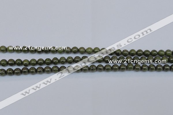 CPY751 15.5 inches 6mm round pyrite gemstone beads wholesale