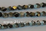 CPY76 15.5 inches 5-6mm faceted nuggets pyrite gemstone beads