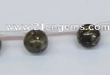 CPY782 Top drilled 10mm round pyrite gemstone beads wholesale