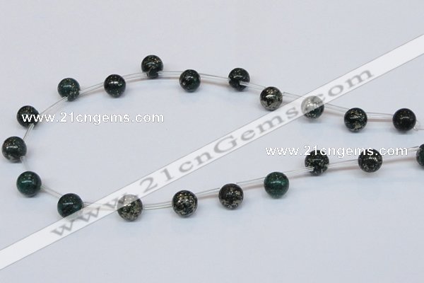 CPY783 Top drilled 10mm round pyrite gemstone beads wholesale