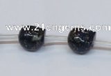 CPY788 Top drilled 10mm carved skull pyrite gemstone beads