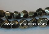 CPY79 15.5 inches 9-10mm faceted nuggets pyrite gemstone beads