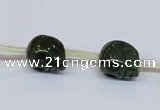 CPY793 Top drilled 8mm carved skull pyrite gemstone beads