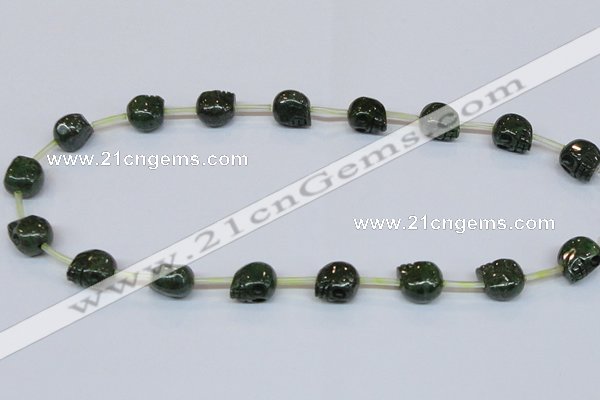 CPY794 Top drilled 10mm carved skull pyrite gemstone beads