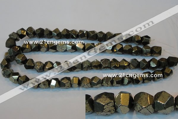 CPY80 15.5 inches 12mm faceted nuggets pyrite gemstone beads