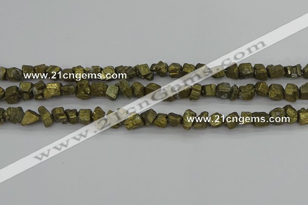 CPY802 15.5 inches 6*10mm - 8*12mm nuggets plated pyrite beads