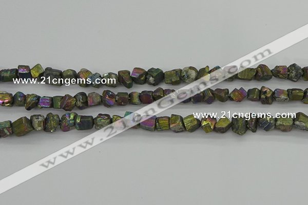 CPY803 15.5 inches 6*10mm - 8*12mm nuggets plated pyrite beads