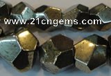 CPY81 15.5 inches 8mm - 16mm faceted nuggets pyrite gemstone beads