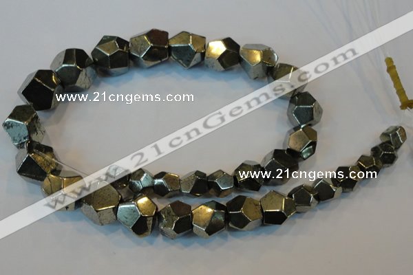 CPY81 15.5 inches 8mm - 16mm faceted nuggets pyrite gemstone beads