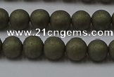 CPY813 15.5 inches 4mm round matte pyrite beads wholesale