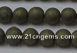 CPY814 15.5 inches 6mm round matte pyrite beads wholesale