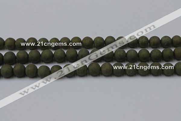 CPY816 15.5 inches 10mm round matte pyrite beads wholesale