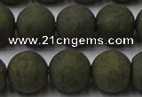 CPY817 15.5 inches 12mm round matte pyrite beads wholesale